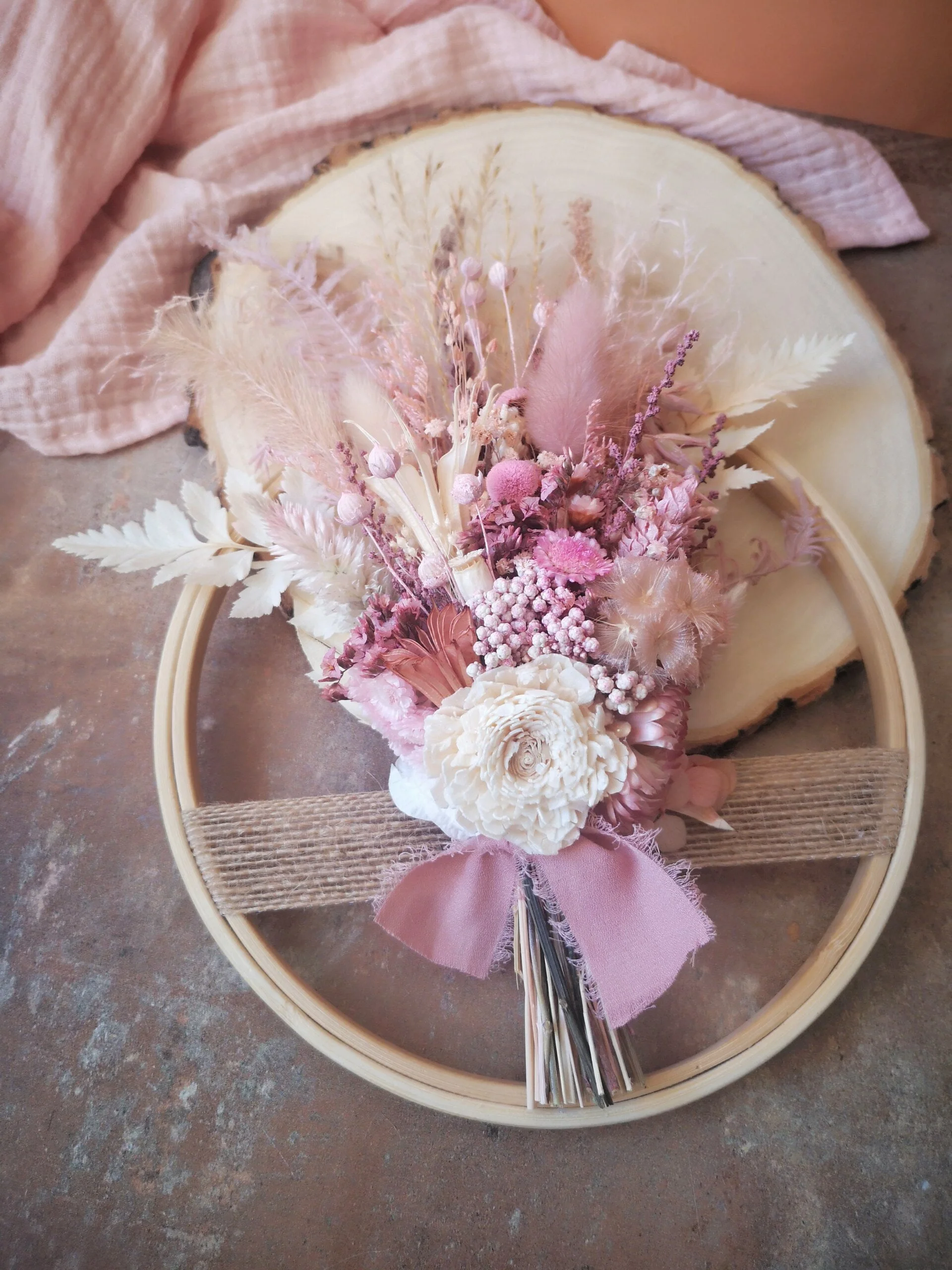 Tambour orné de fleurs séchées et stabilisées - Brigantine – Image 10