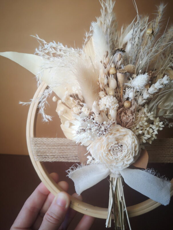 Tambour orné de fleurs séchées et stabilisées - Brigantine – Image 4