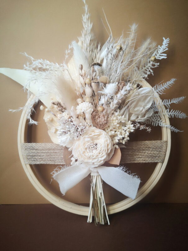 Tambour orné de fleurs séchées et stabilisées - Brigantine – Image 8