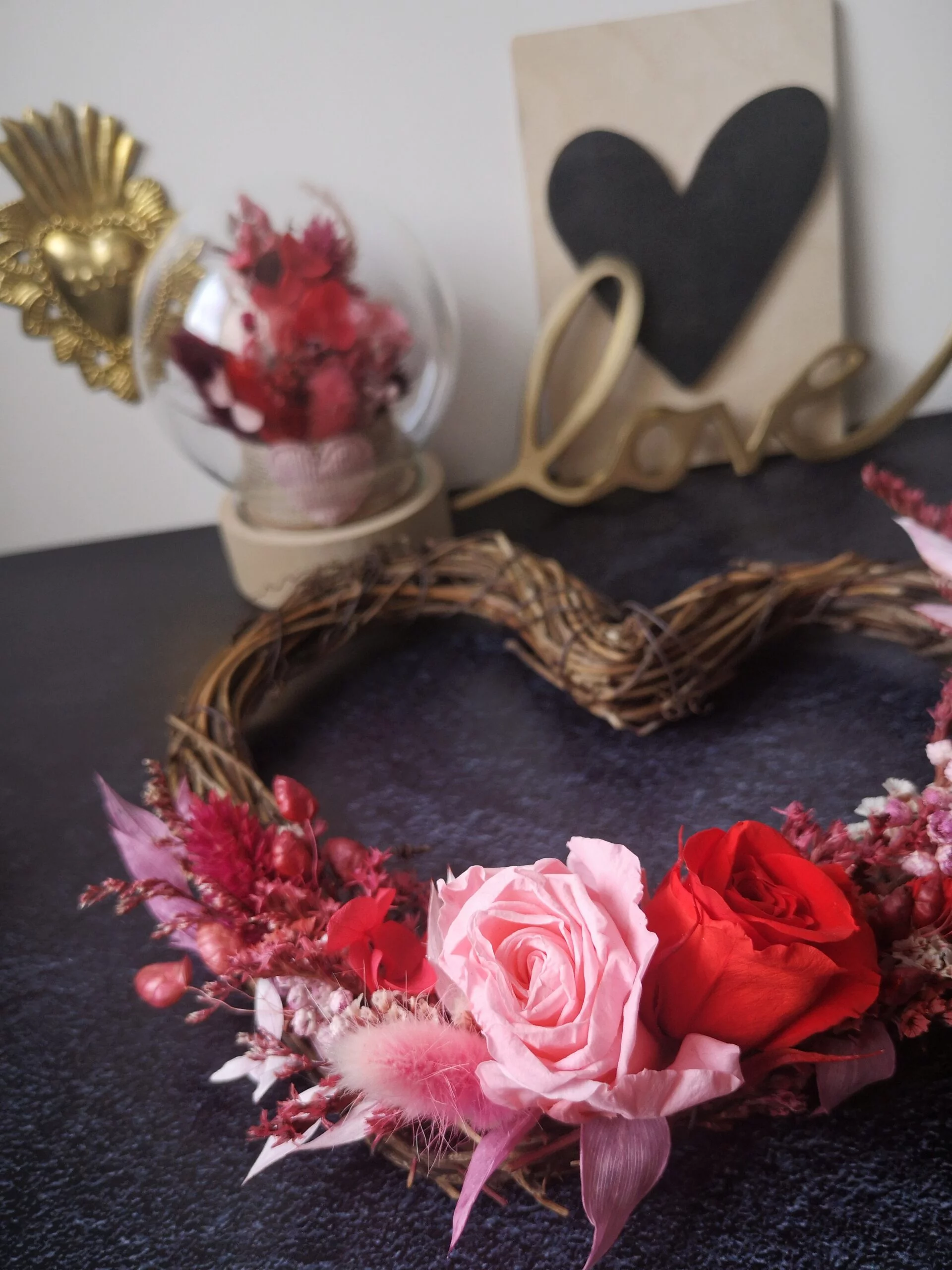 Cœur orné de fleurs séchées - Rosalba – Image 3