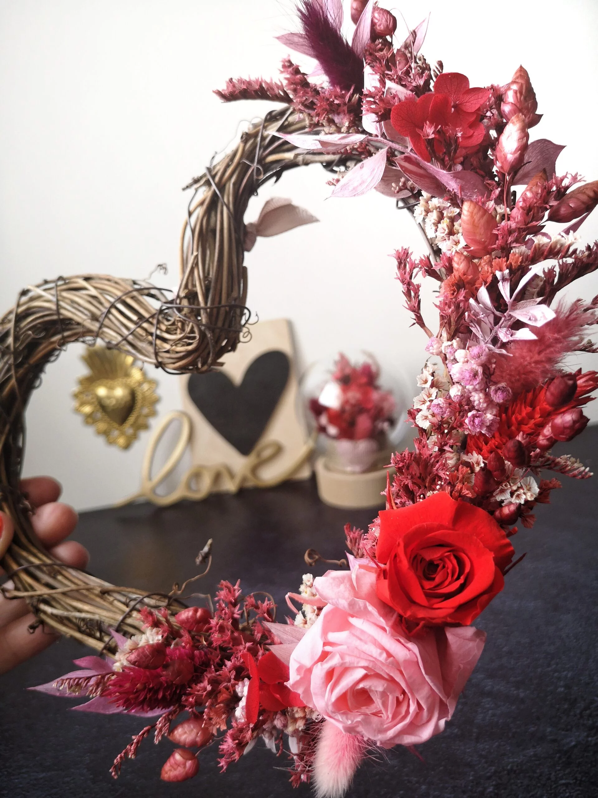Cœur orné de fleurs séchées - Rosalba – Image 21