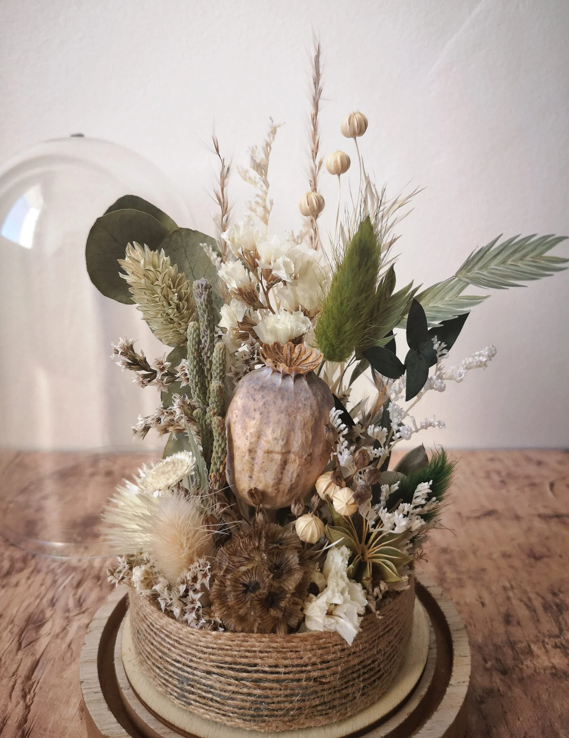 Cloche de fleurs séchées verte - “Galathée” – Image 7
