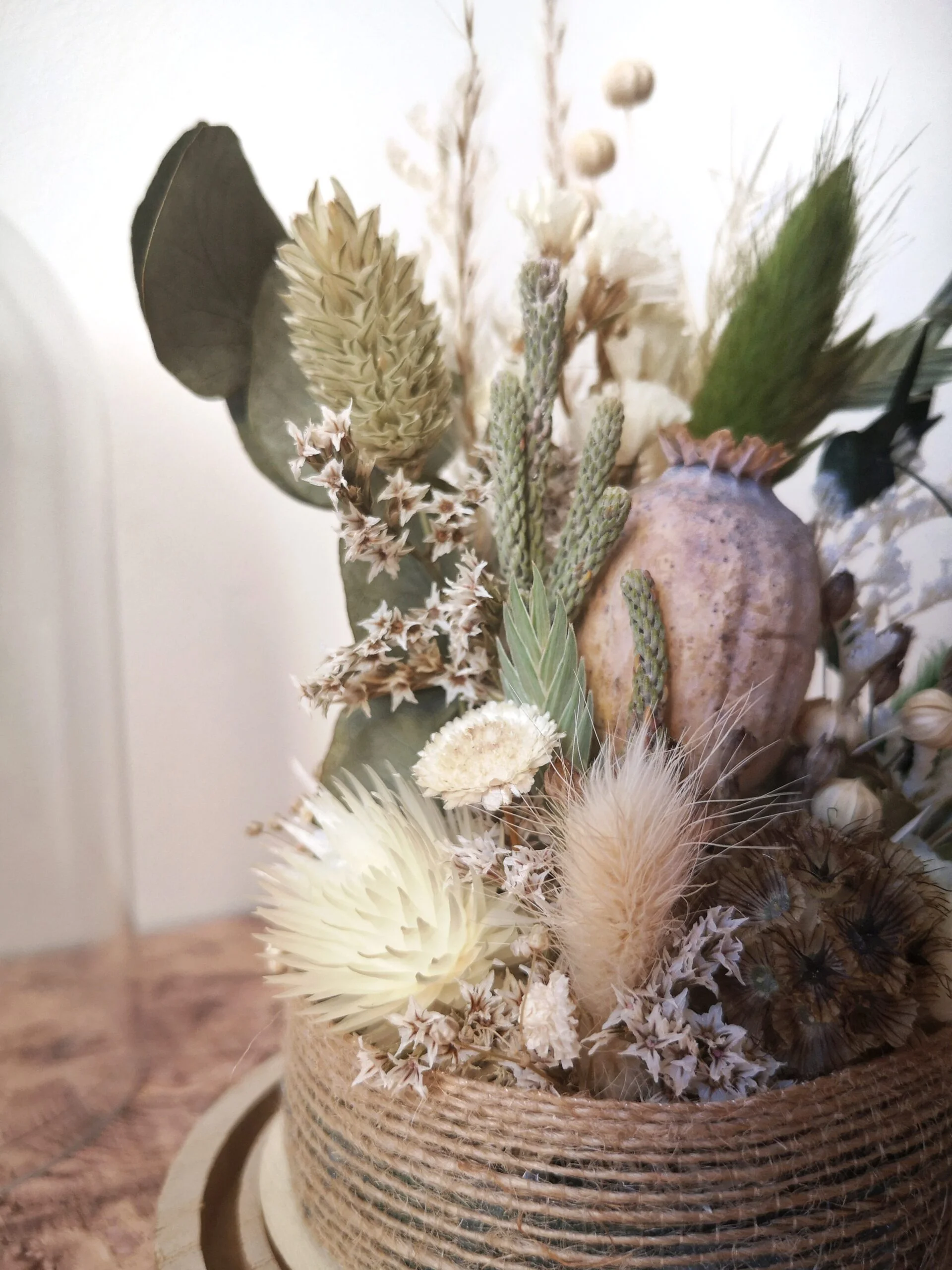 Cloche de fleurs séchées verte - “Galathée” – Image 6