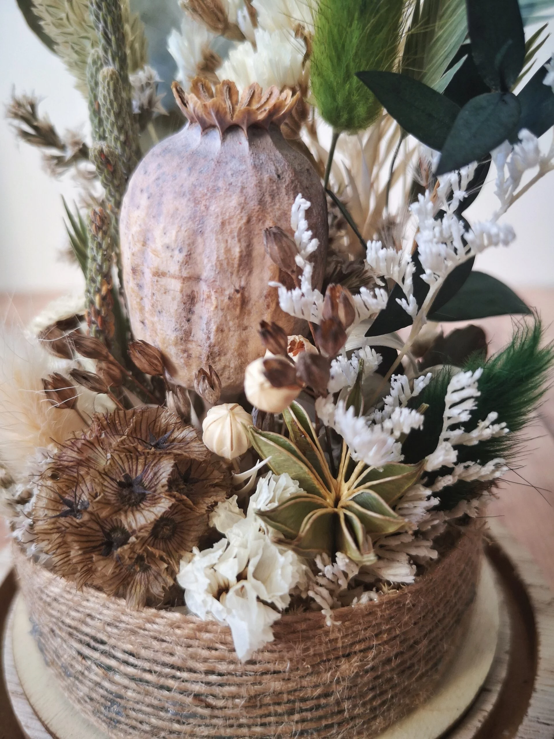 Cloche de fleurs séchées verte - “Galathée” – Image 4
