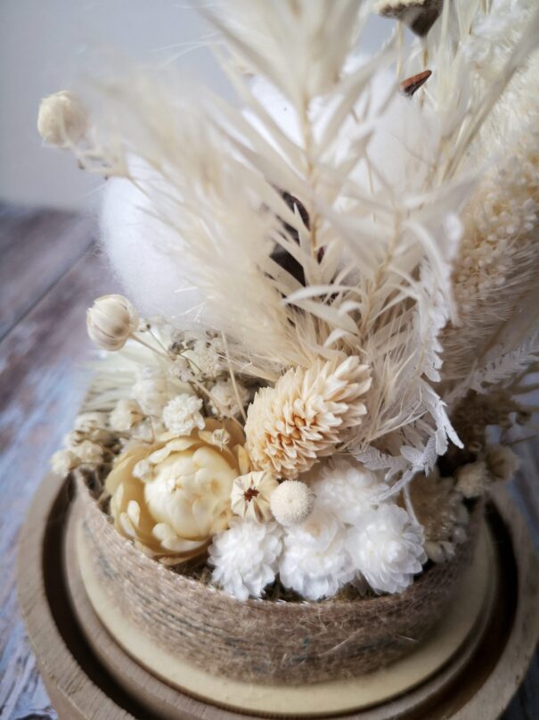 Cloche de fleurs séchées blanche – “Galathée” – Image 11