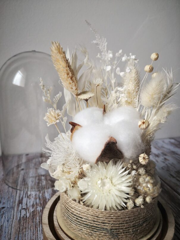 Cloche de fleurs séchées blanche – “Galathée” – Image 10