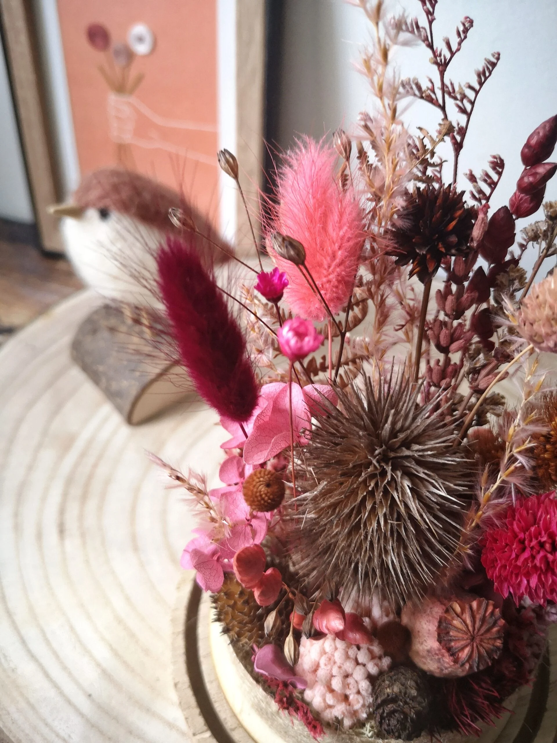 Cloche de fleurs séchées Rose et Marron – “Galathée” – Image 8