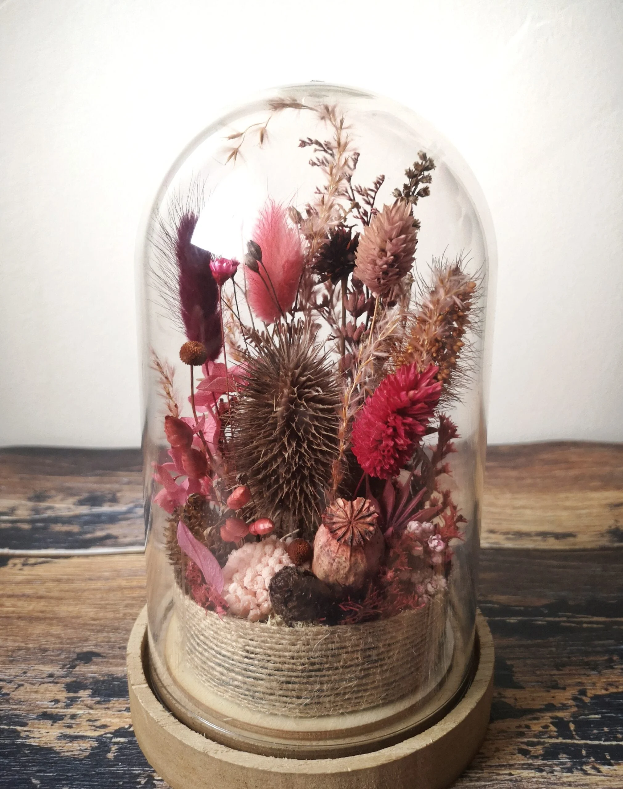 Cloche de fleurs séchées Rose et Marron – “Galathée” – Image 6
