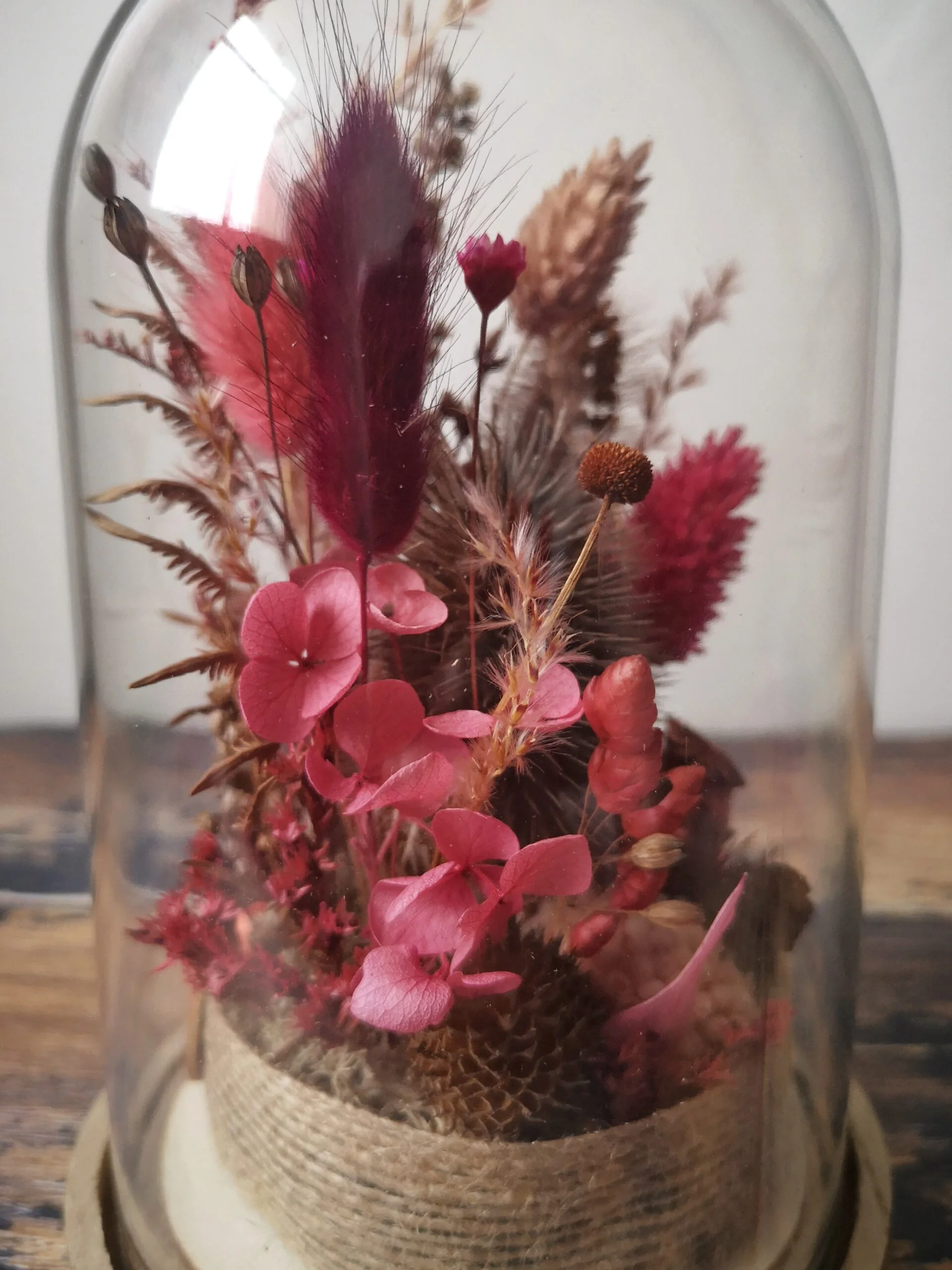 Cloche de fleurs séchées Rose et Marron – “Galathée” – Image 4