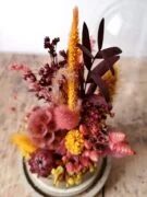 Cloche de fleurs séchées Rose/Moutarde - "Galathée" – Image 6