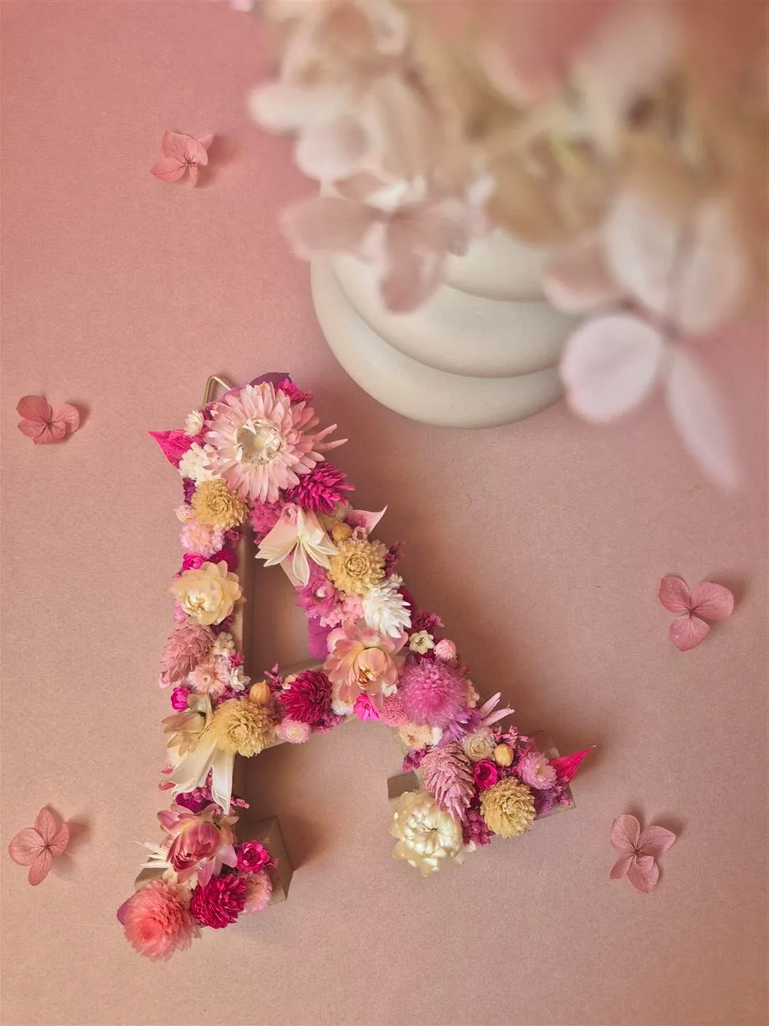 Lettre fleurie en bois, initiale en fleurs séchées sur mesure - "Floréal" – Image 4