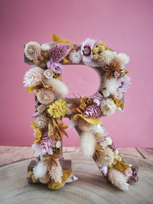 Lettre fleurie en bois, initiale en fleurs séchées à personnaliser - "Floréal" – Image 6
