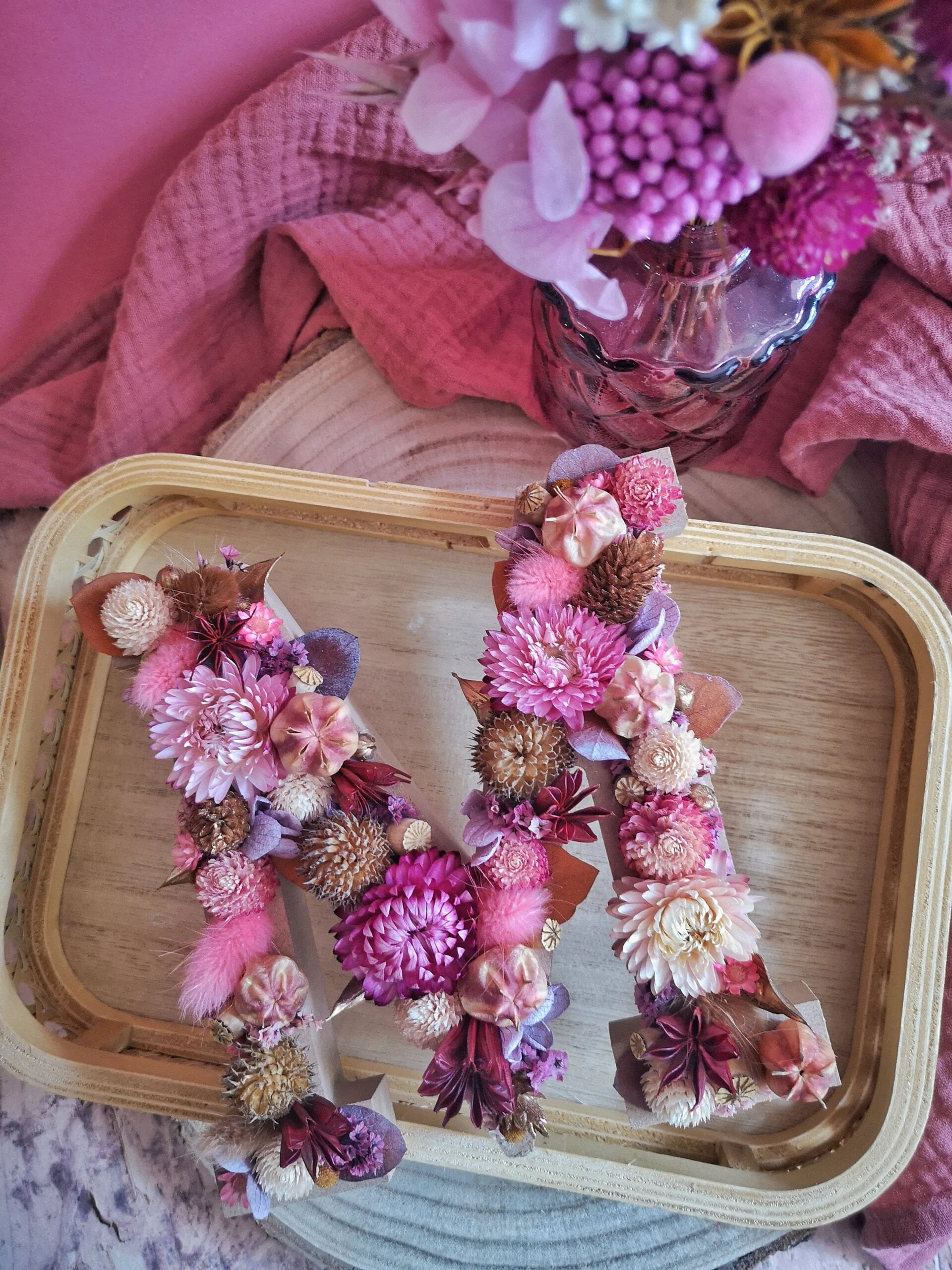 Lettre fleurie en bois, initiale en fleurs séchées sur mesure - "Floréal" – Image 16