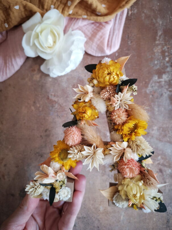 Lettre fleurie en bois, initiale en fleurs séchées à personnaliser - "Floréal" – Image 2