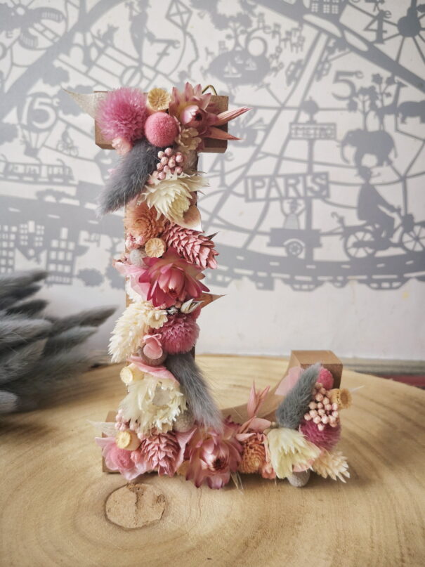 Lettre fleurie en bois, initiale en fleurs séchées à personnaliser - "Floréal" – Image 17