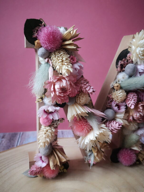 Lettre fleurie en bois, initiale en fleurs séchées à personnaliser - "Floréal" – Image 15
