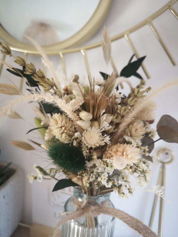 Petit bouquet de fleurs séchées Vert avec vase - "Primavera" – Image 9