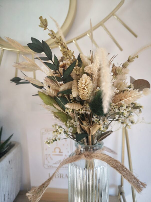Petit bouquet de fleurs séchées Vert avec vase - "Primavera" – Image 5