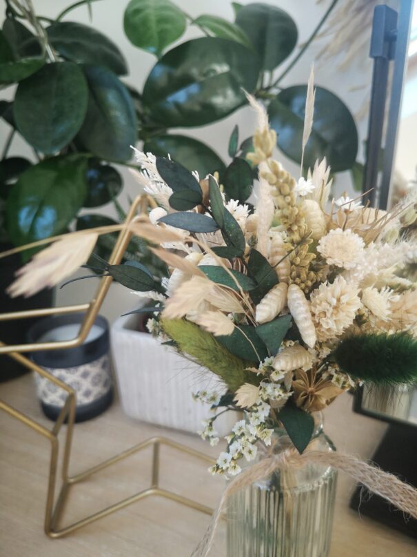 Petit bouquet de fleurs séchées Vert avec vase - "Primavera" – Image 10