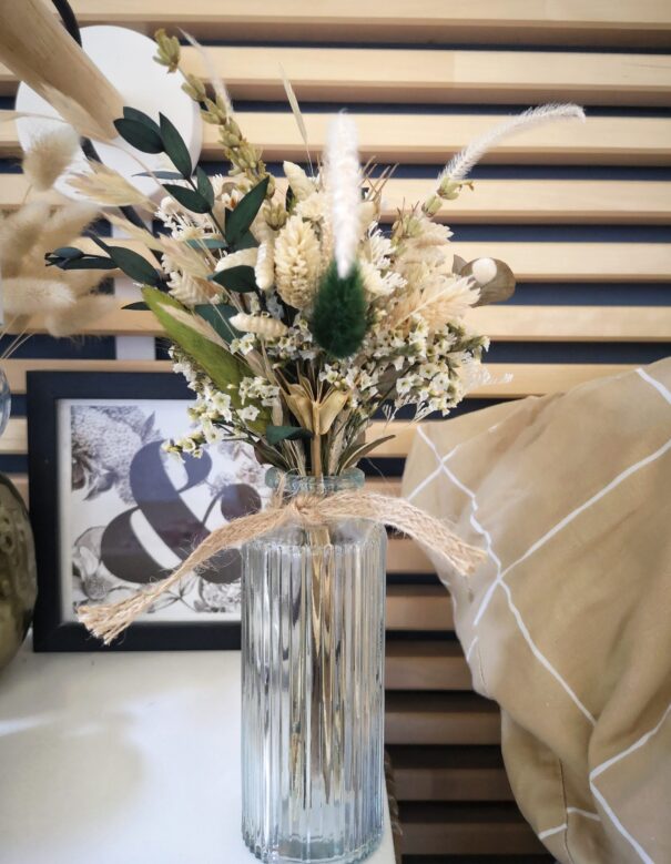 Petit bouquet de fleurs séchées Vert avec vase - "Primavera" – Image 6