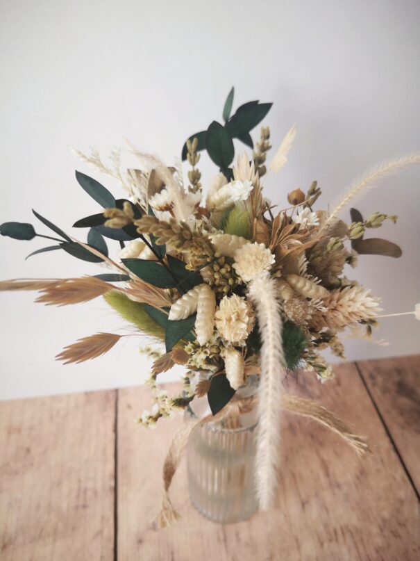 Petit bouquet de fleurs séchées Vert avec vase - "Primavera" – Image 4