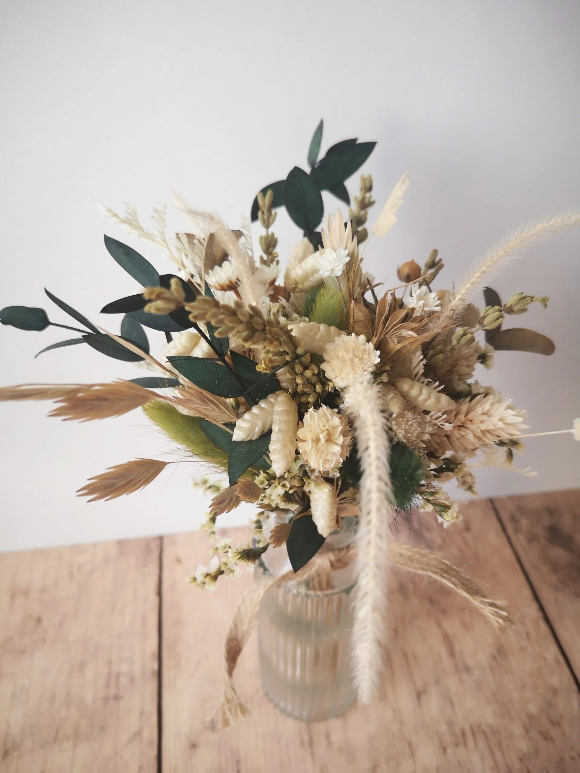 Petit bouquet de fleurs séchées Vert avec vase - "Primavera" – Image 4