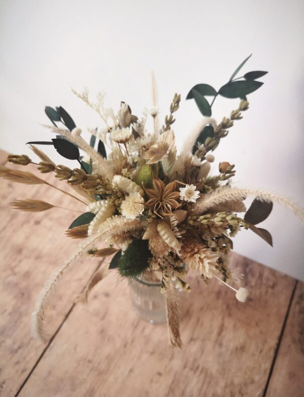 Petit bouquet de fleurs séchées Vert avec vase - "Primavera" – Image 7