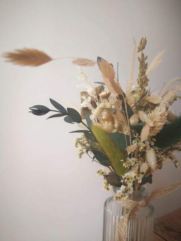 Petit bouquet de fleurs séchées Vert avec vase - "Primavera" – Image 8
