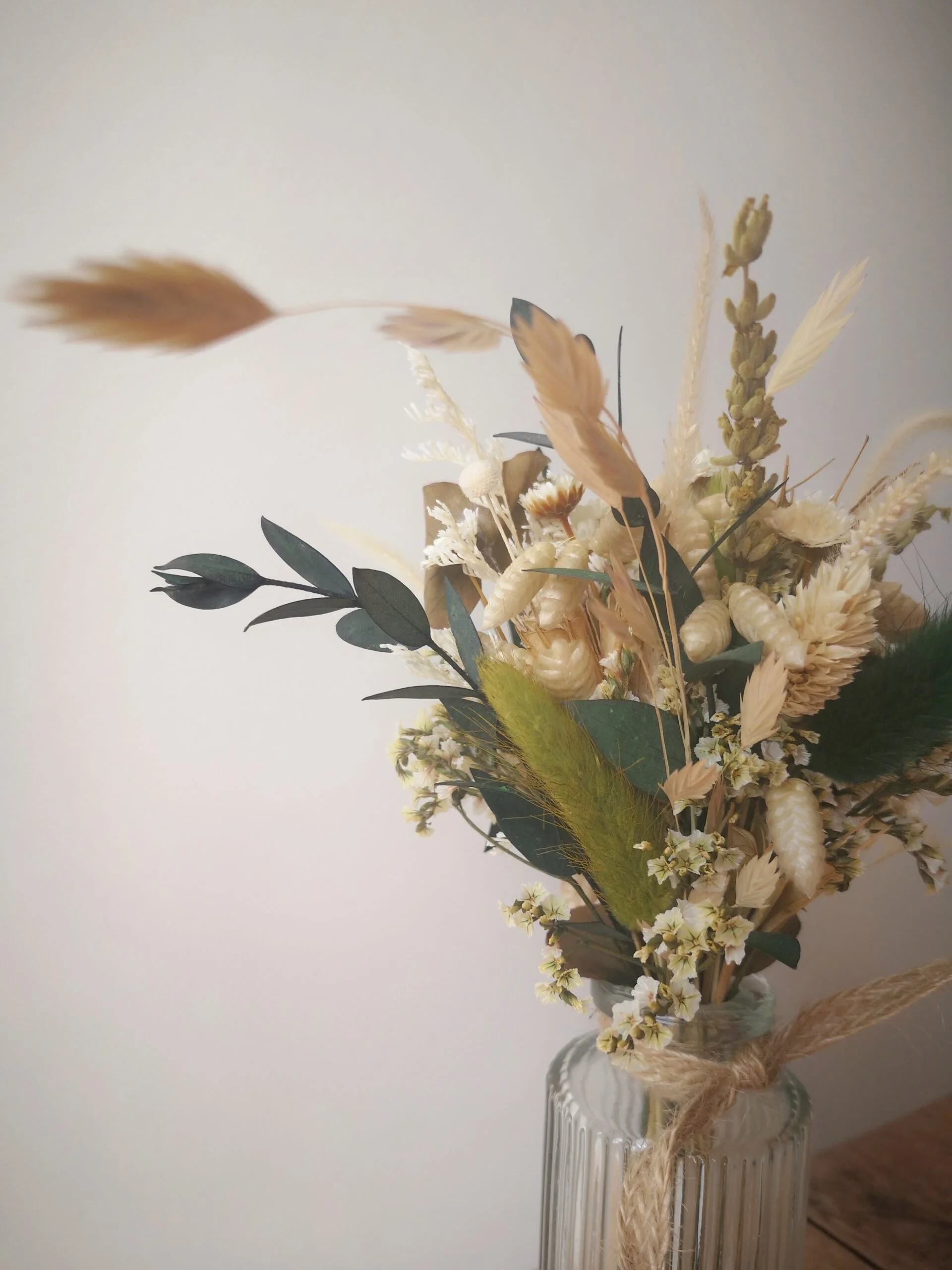 Petit bouquet de fleurs séchées Vert avec vase - "Primavera" – Image 8