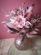 Petit bouquet de fleurs séchées rose blanc et vert avec vase - "Primavera" – Image 4