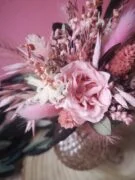 Petit bouquet de fleurs séchées rose blanc et vert avec vase - "Primavera" – Image 5