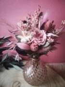 Petit bouquet de fleurs séchées rose blanc et vert avec vase - "Primavera" – Image 2