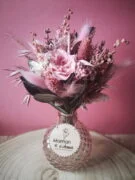 Petit bouquet de fleurs séchées rose blanc et vert avec vase - "Primavera" – Image 7