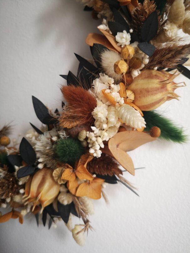 Couronne de fleurs séchées Terracotta, verte, crème – “Printania” – Image 4