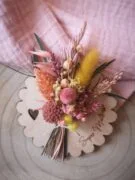 Aimant mini bouquet de fleurs séchées sur support en bois (cadeau pour nounou) – Image 9