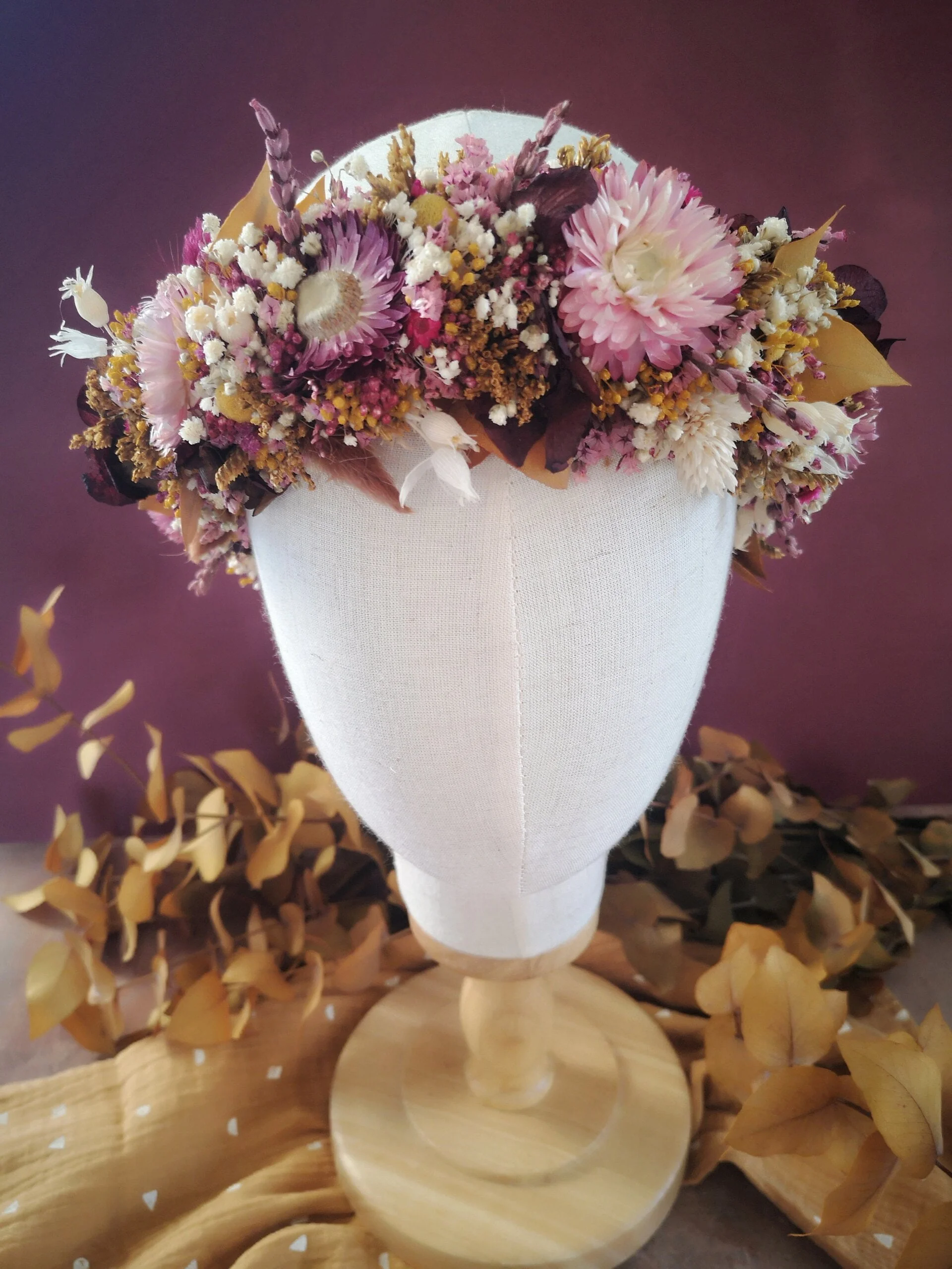 Couronne de tête en fleurs séchées – Image 2