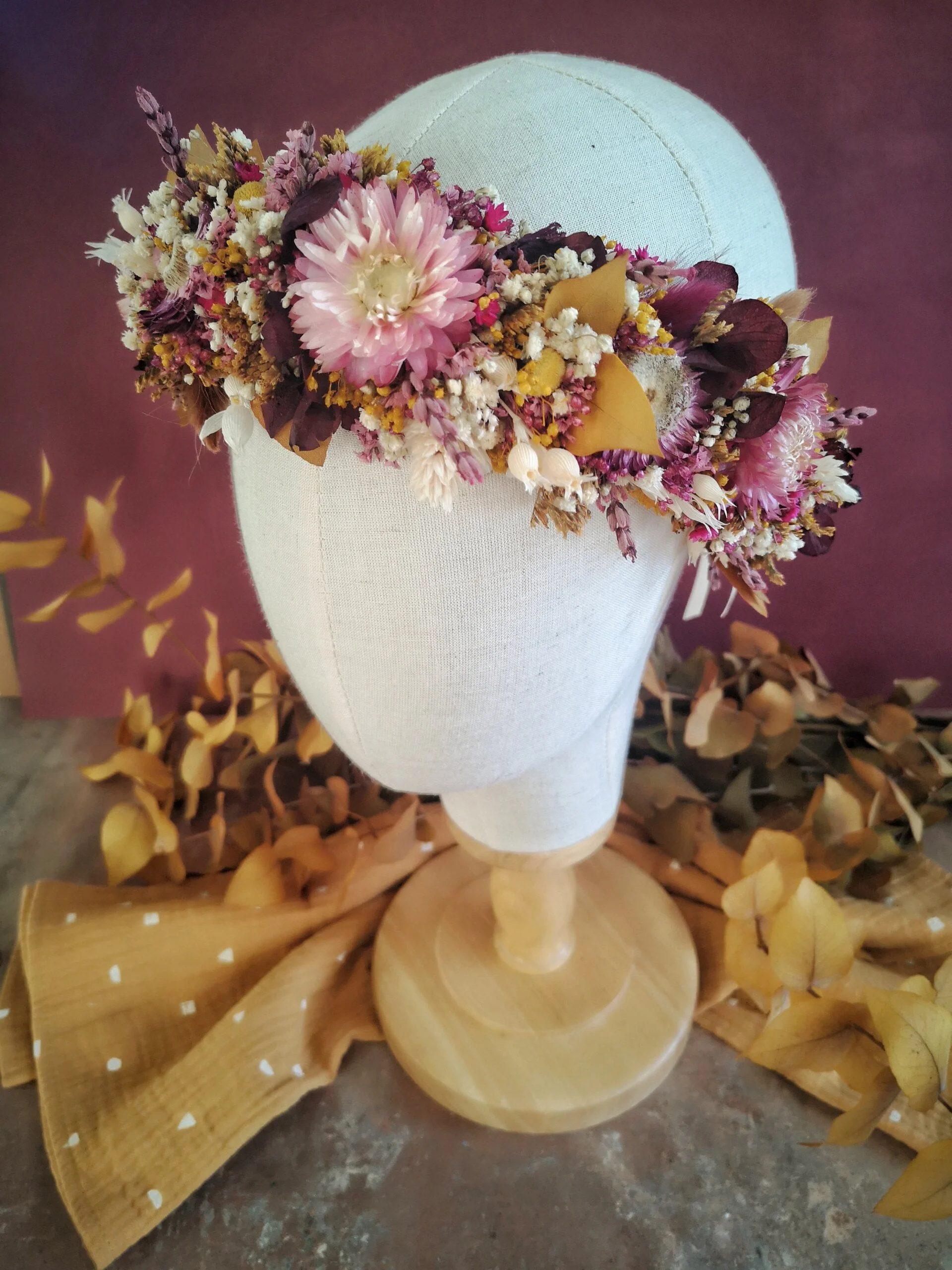 Couronne de tête en fleurs séchées – Image 17