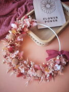 Couronnes de fleur séchées artisanales, créations artisanales Rose Mai