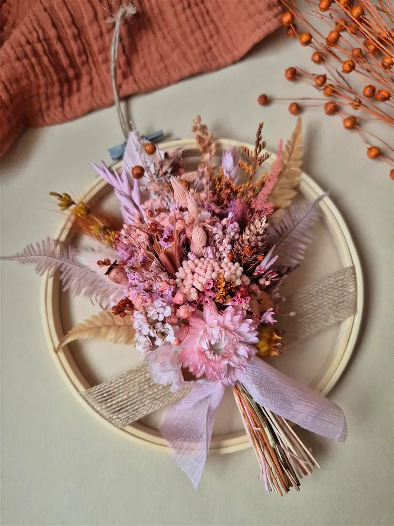 Tambour orné de fleurs séchées et stabilisées - Brigantine