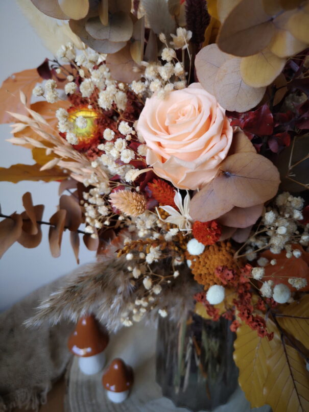 Gros bouquet de fleurs séchées et stabilisées teintes automnales – Image 5