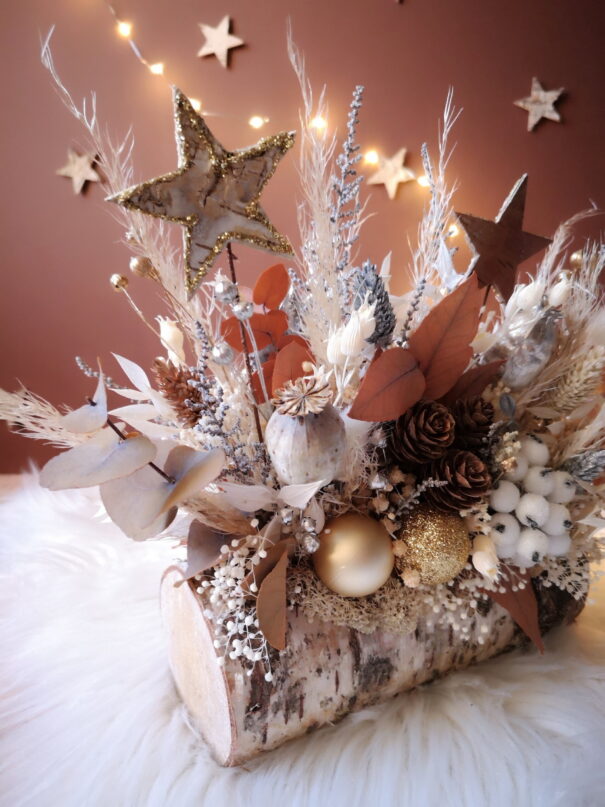 Participer à un Atelier floral fleurs séchées DIY [adultes]- Buche fleurie festive – Image 3