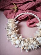 Petite couronne murale en macramé avec fleurs séchées blanc et beige – “Géorama” – Image 5