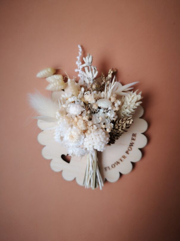 Aimant mini bouquet de fleurs séchées sur support en bois avec phrase inspirante - "Eole" – Image 5
