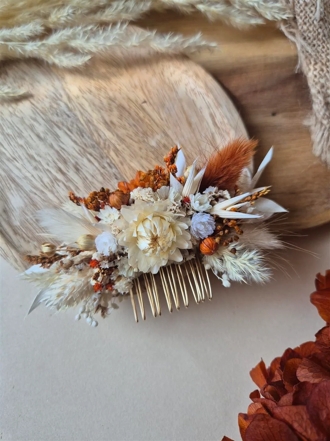 Peigne pour cheveux en fleurs séchées sur mesure – Image 6