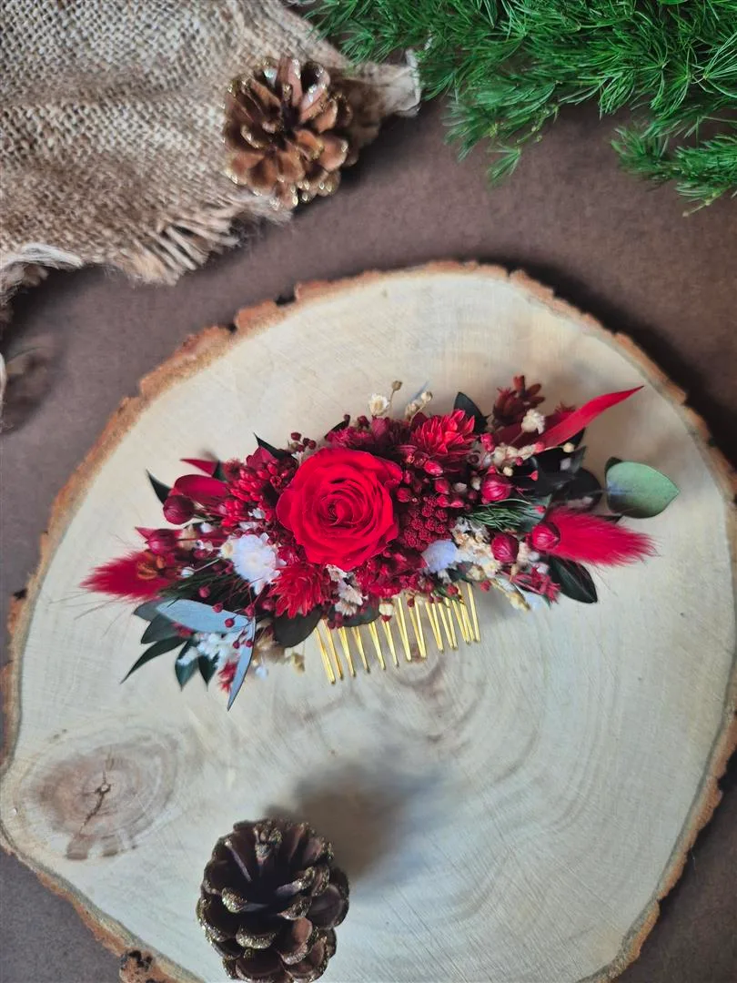 Peigne pour cheveux en fleurs séchées sur mesure – Image 19