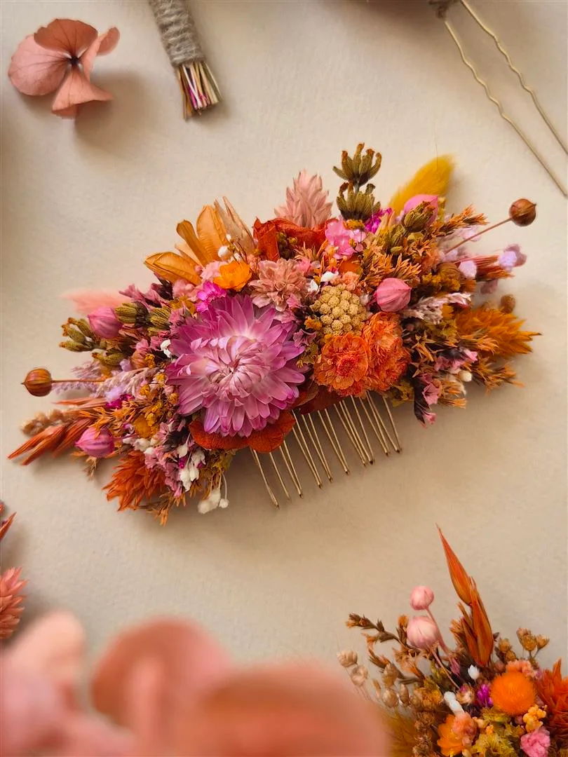 Peigne pour cheveux en fleurs séchées sur mesure – Image 9