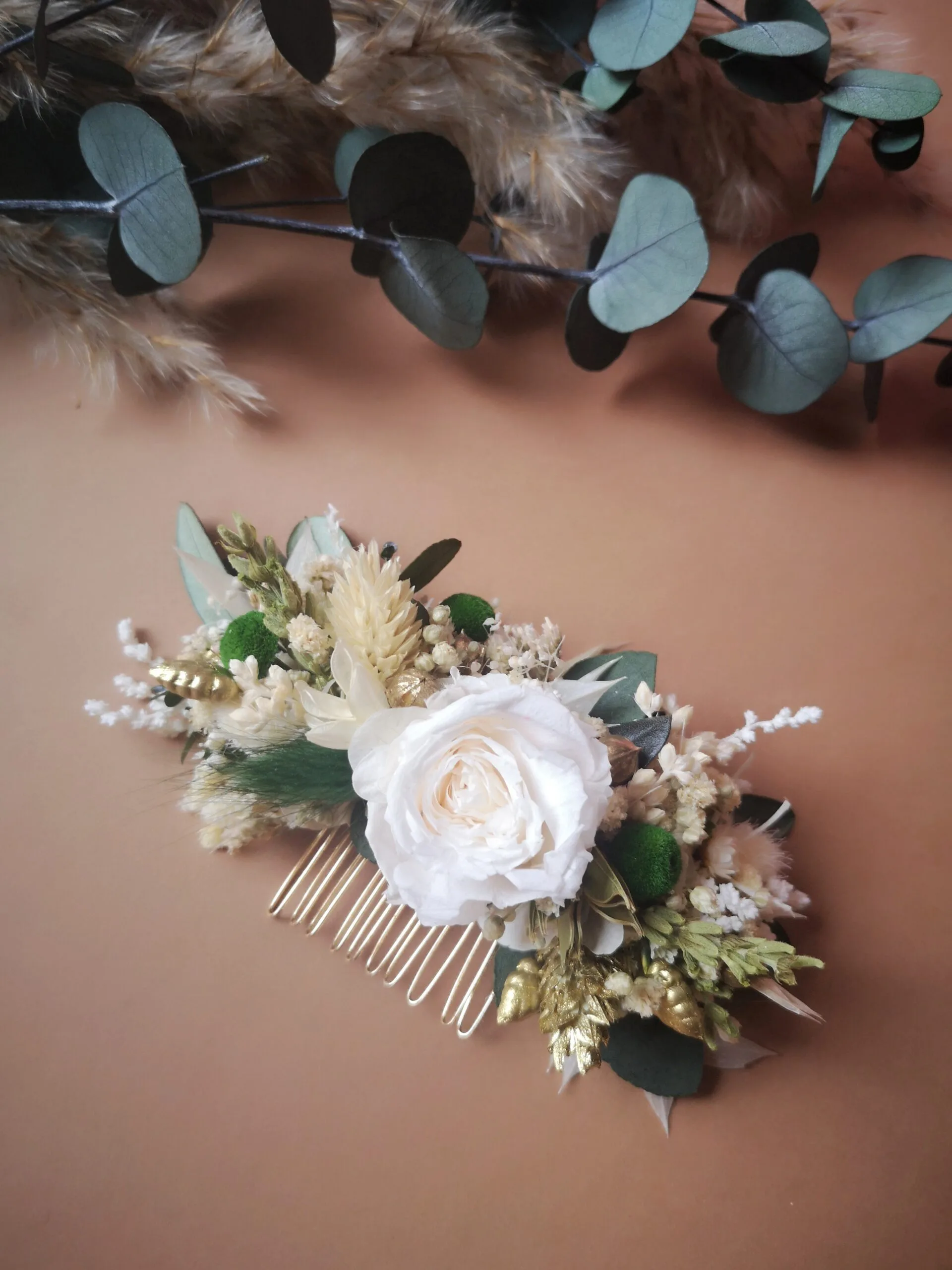 Peigne pour cheveux en fleurs séchées sur mesure – Image 4