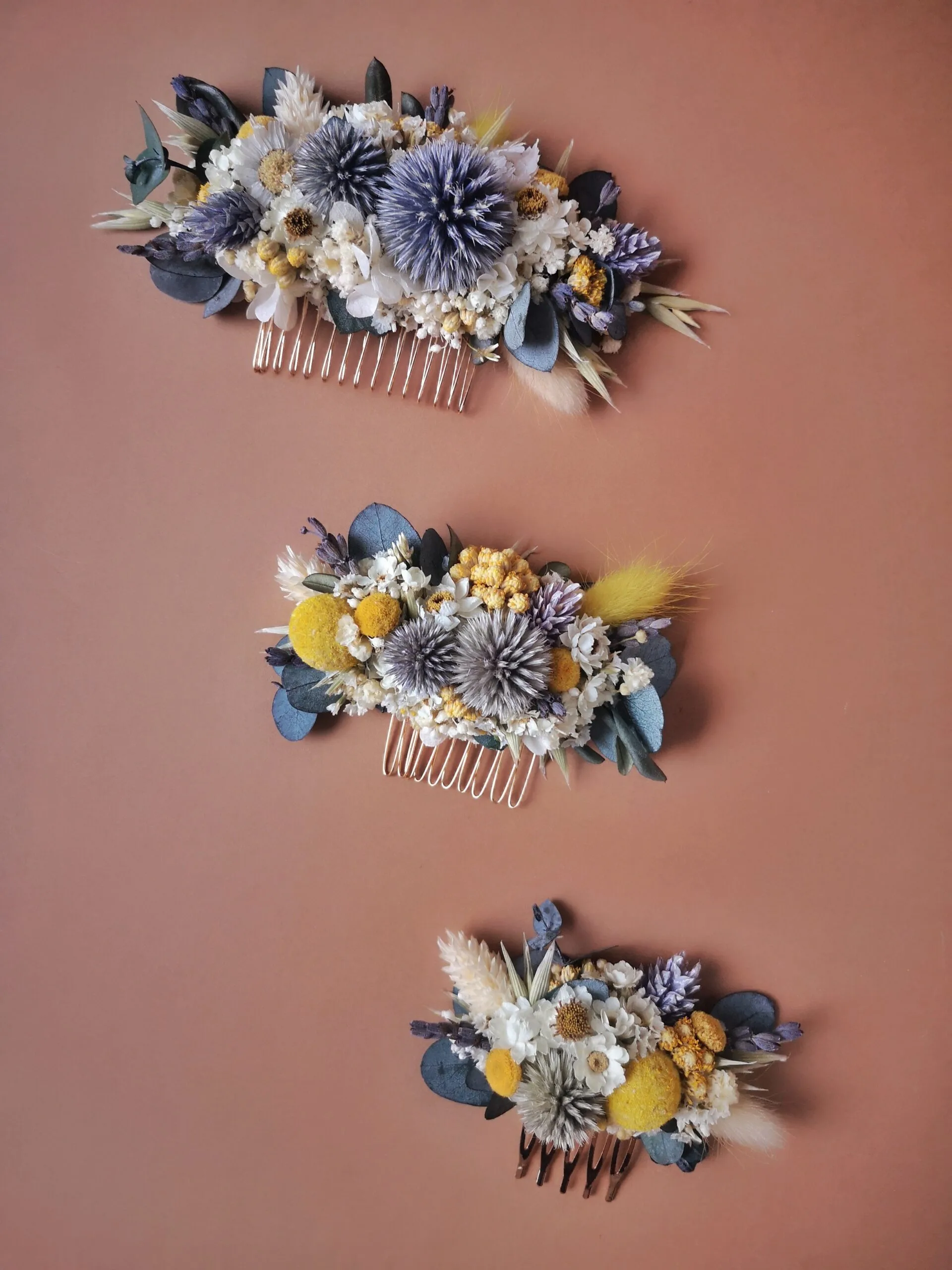 Peigne pour cheveux en fleurs séchées sur mesure – Image 11