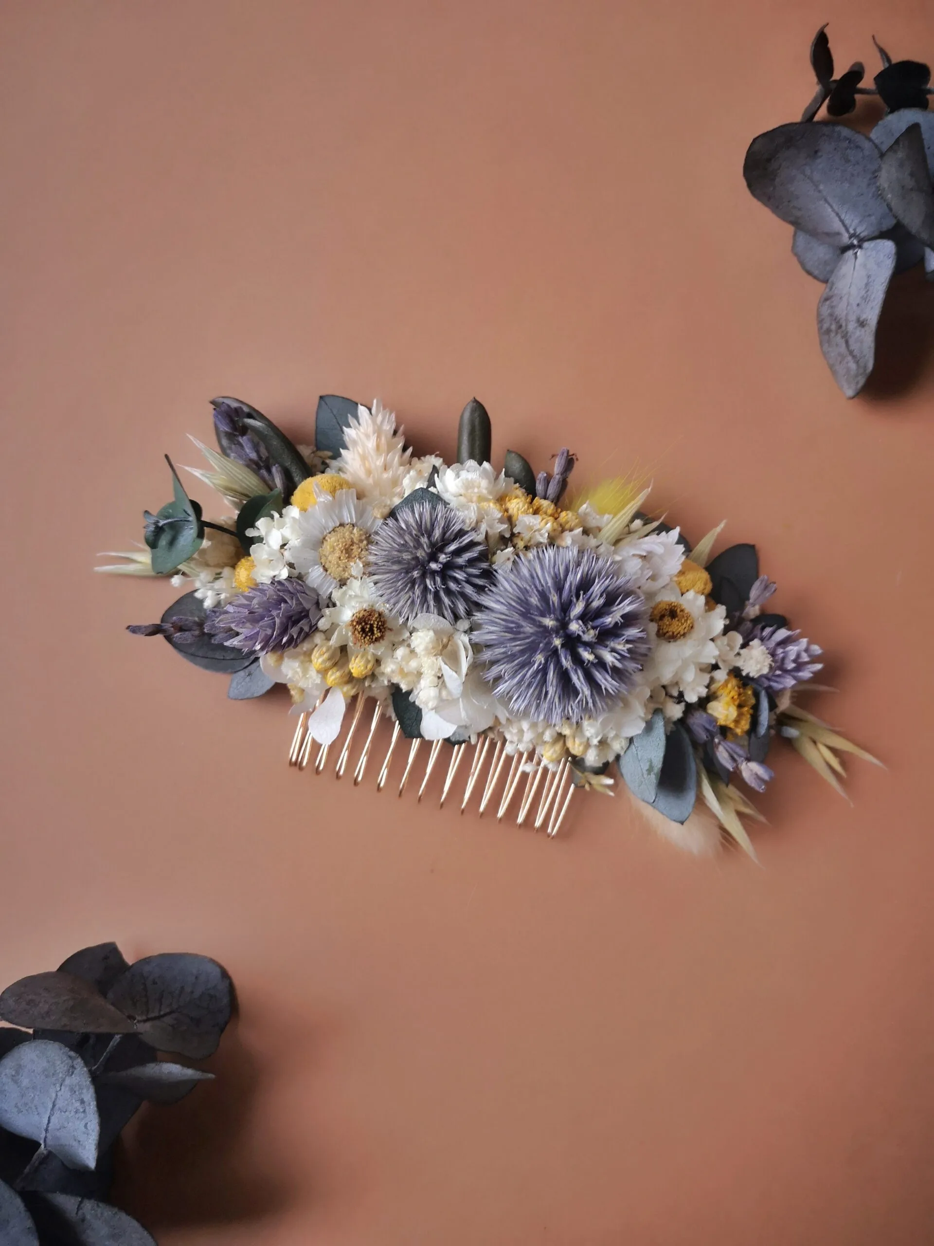 Peigne pour cheveux en fleurs séchées sur mesure – Image 15