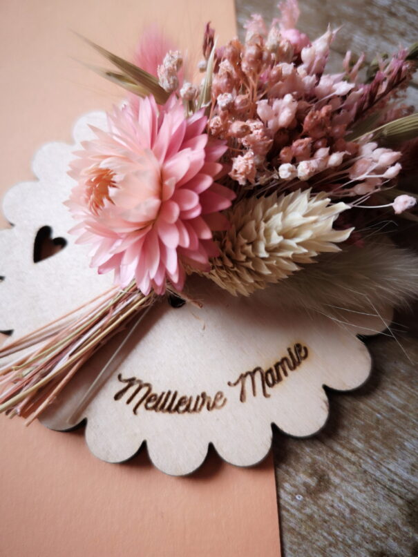 Aimant mini bouquet fleurs séchées sur support en bois (cadeau pour mamies) – Image 14